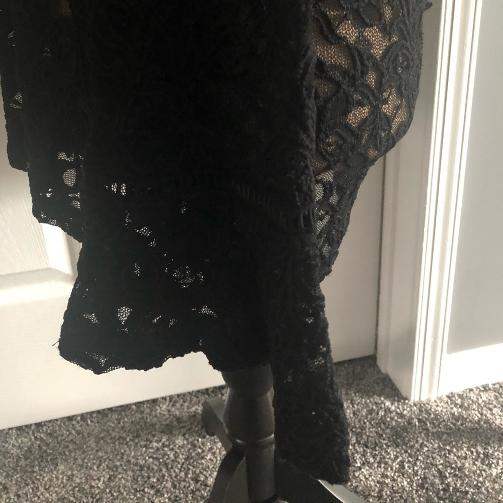 SOLD-,Beautiful Black Lace Bell Sleeve Blouse - Picture 4 of 7